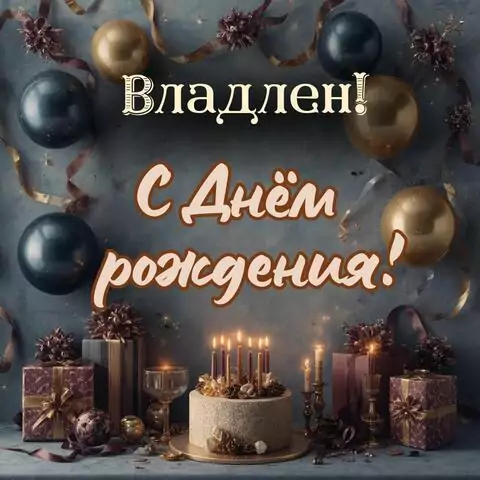 Владлен, с Днём рождения! Красивая открытка