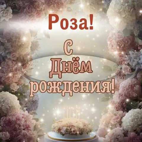 Роза, с Днём рождения! Красивая открытка