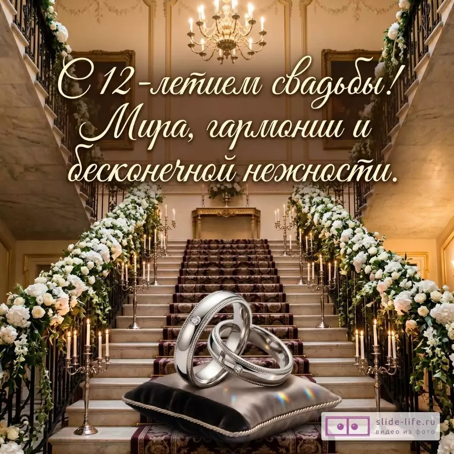 Открытка «С никелевой свадьбой» с пожеланиями счастья и любви