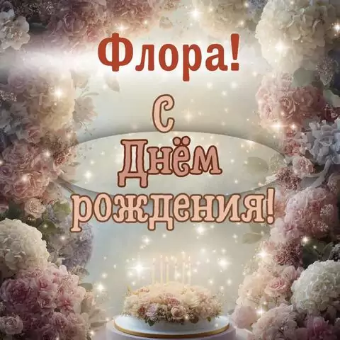 Флора, с Днём рождения! Красивая открытка