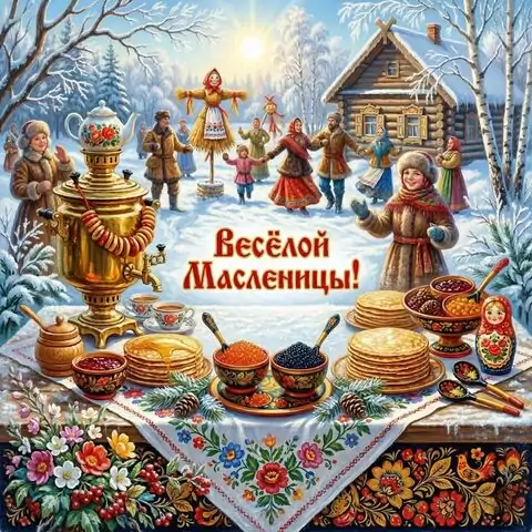 Красочные открытки с Масленицей и блинами на праздник
