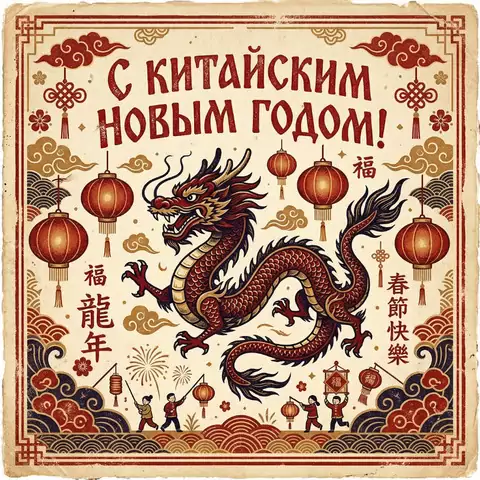 Бесплатные открытки с Китайским Новым годом — скачать и отправить