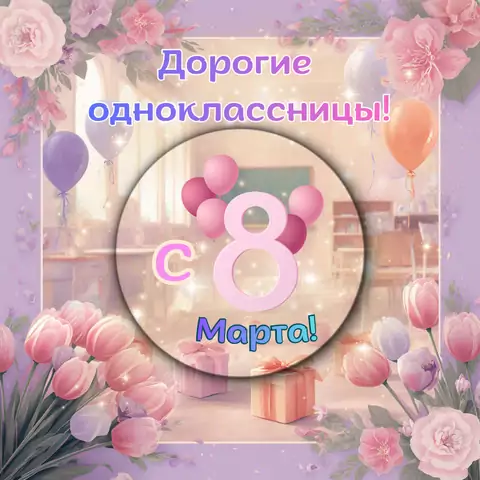 Красивая открытка с 8 марта одноклассницам