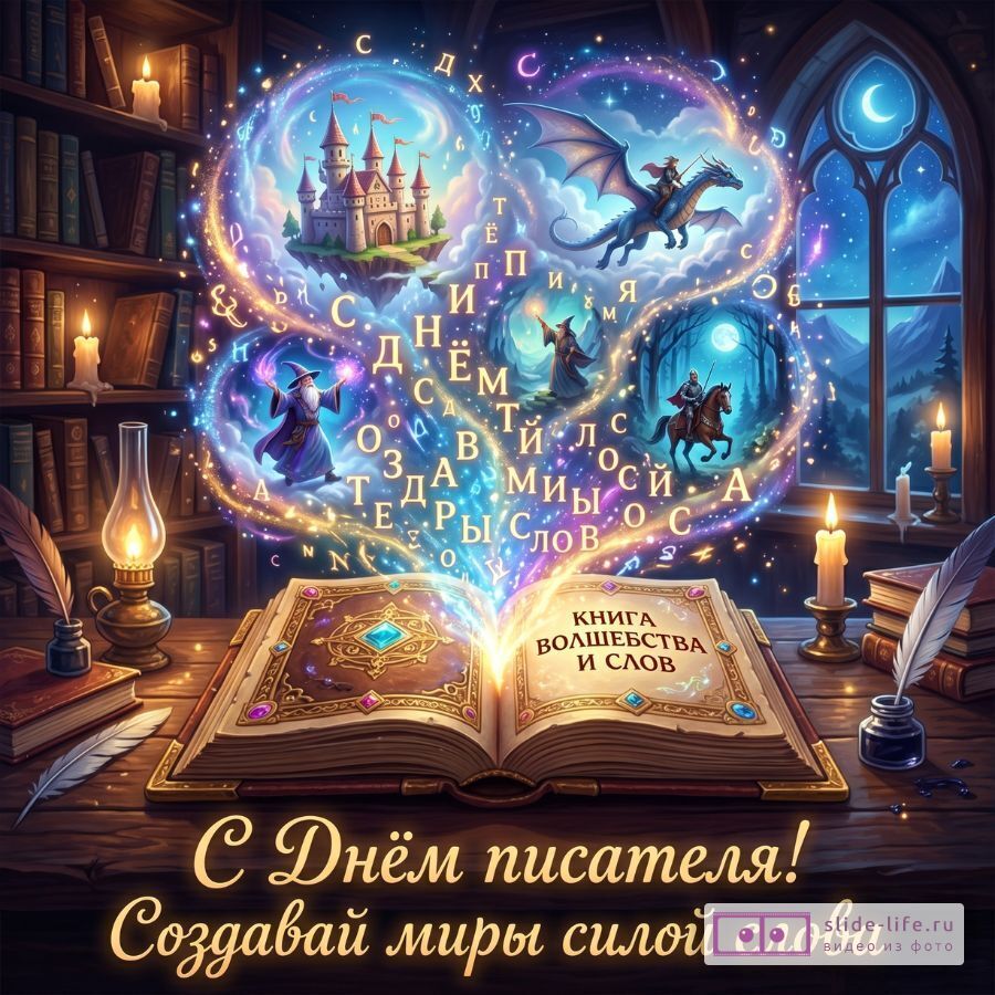Красивая открытка с Днём писателя