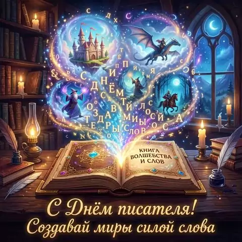 Красивая открытка с Днём писателя