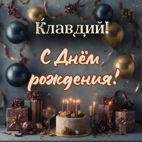 Клавдий, с Днём рождения! Красивая открытка