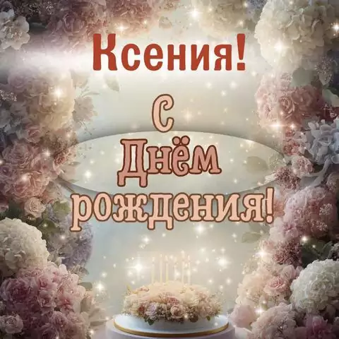 Ксения, с Днём рождения! Красивая открытка