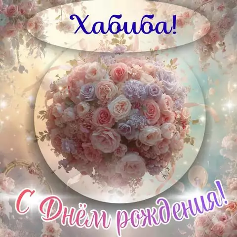 Хабиба, с Днём рождения! Элегантная открытка