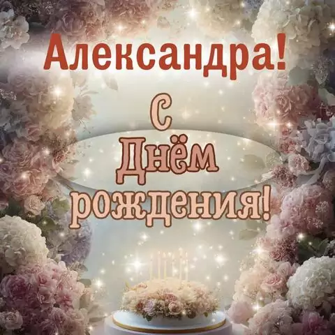 Александра, с Днём рождения! Красивая открытка