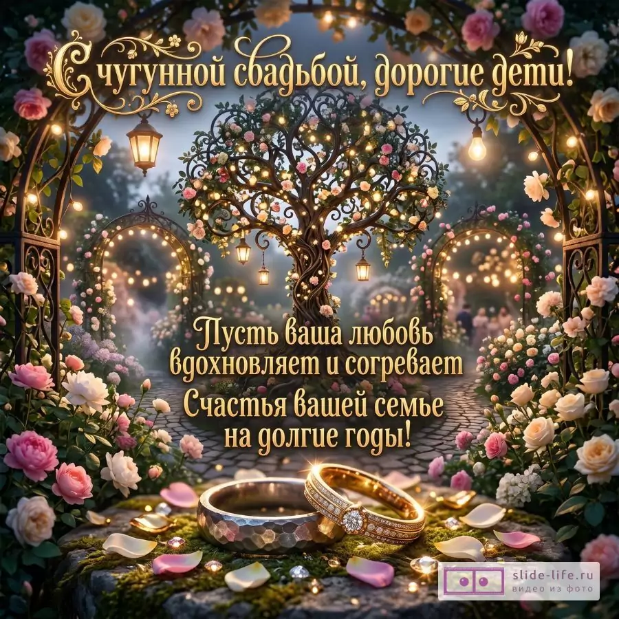 Трогательное поздравление детям с чугунной свадьбой — открытка от родителей на 6 лет совместной жизни