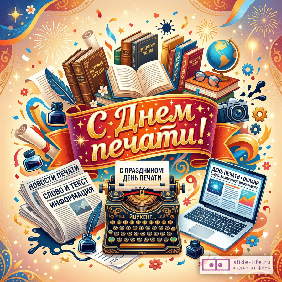 С Днем печати! Открытка для ценителей слова и печатного дела