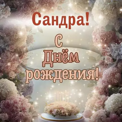 Сандра, с Днём рождения! Красивая открытка