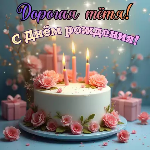 Красивая открытка с днем рождения тете