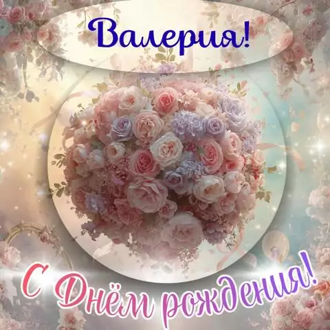 Валерия, с Днём рождения! Элегантная открытка