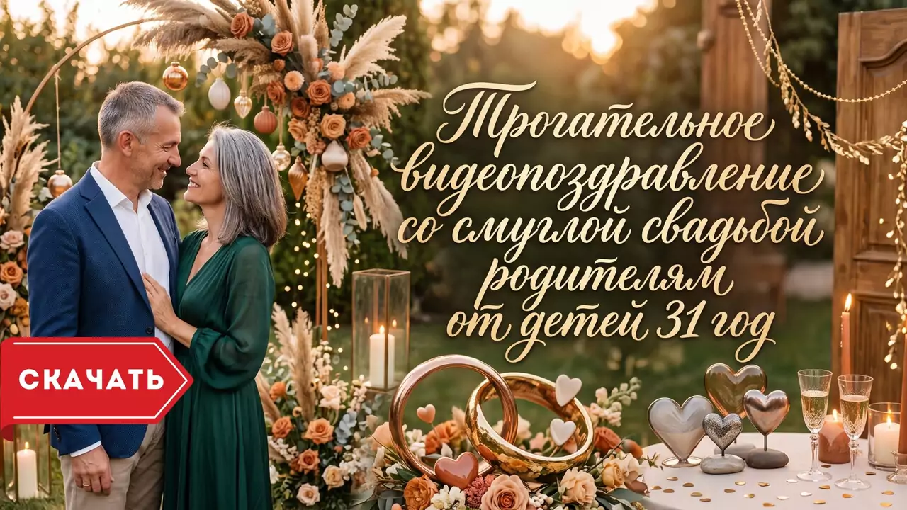 Видеопоздравление родителям с 31-летием свадьбы о мудрой силе смуглой даты