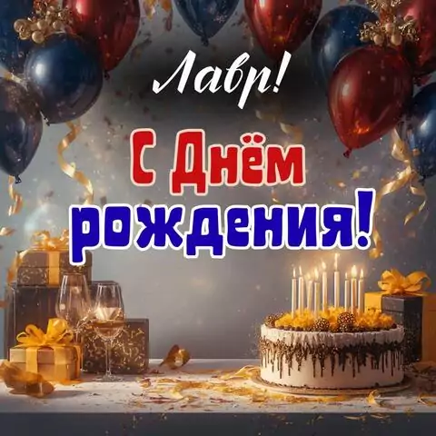 Лавр, с Днём рождения! Современная открытка
