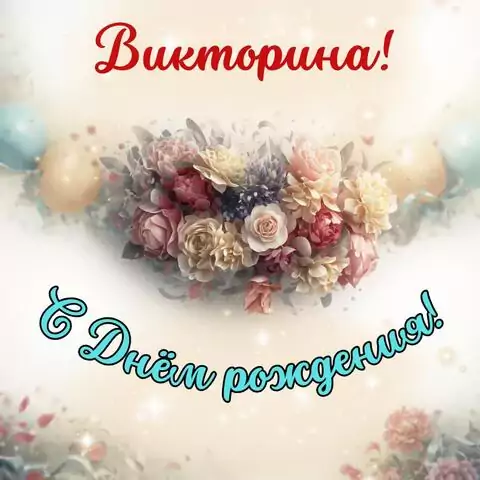 Викторина, с Днём рождения! Стильная открытка