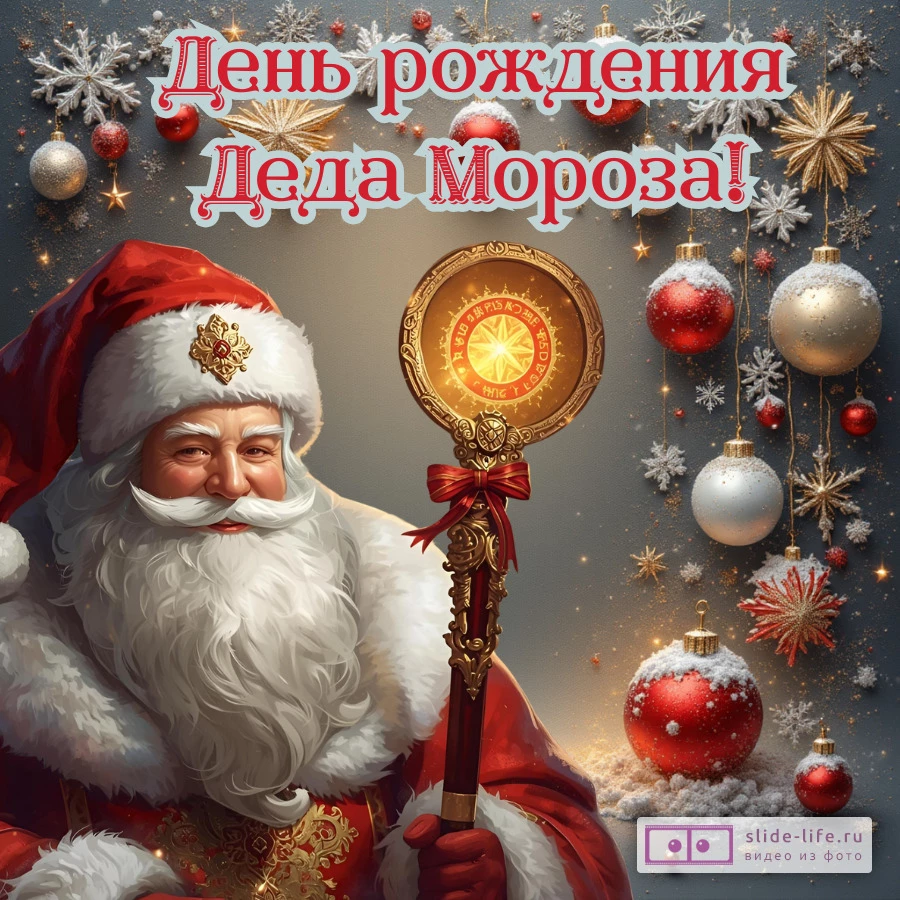 Красивая открытка с Днём рождения Деда Мороза