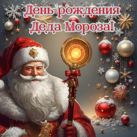 Красивая открытка с Днём рождения Деда Мороза