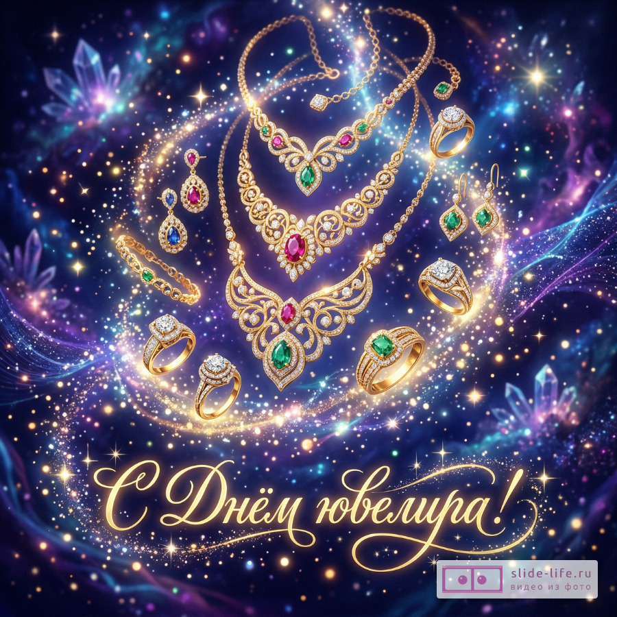 Поздравительная открытка С Днём ювелира в высоком качестве