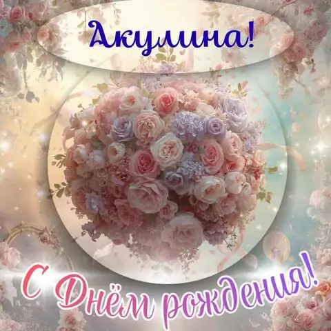 Акулина, с Днём рождения! Элегантная открытка