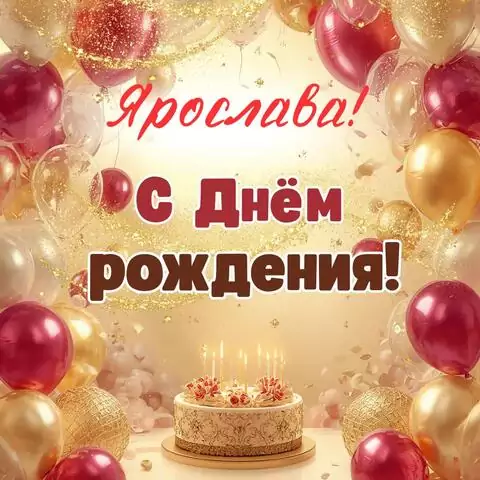 Ярослава, с Днём рождения! Современная открытка
