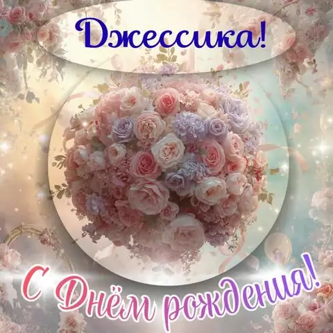 Джессика, с Днём рождения! Элегантная открытка