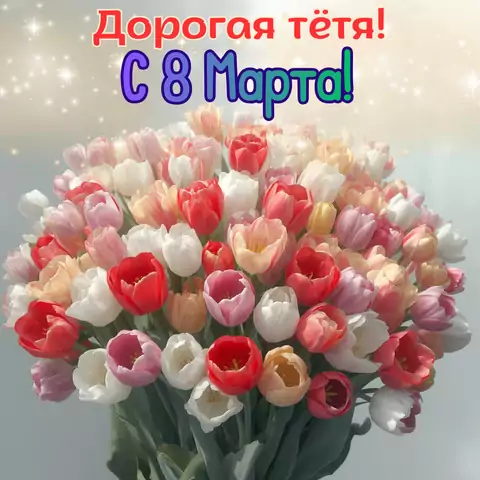 Открытка с международным женским днем тете