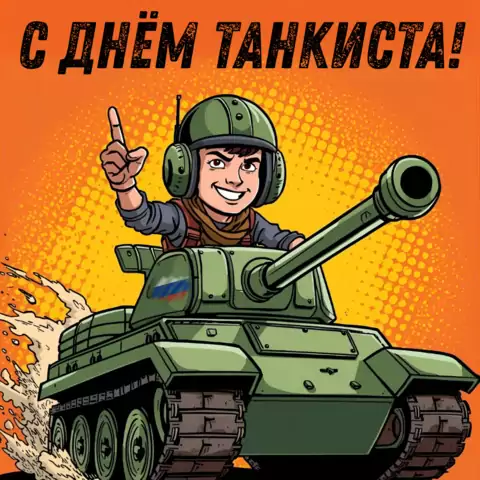 Оригинальная открытка с Днём танкиста