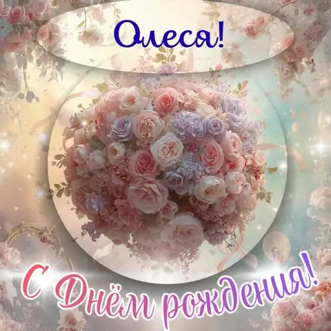 Олеся, с Днём рождения! Элегантная открытка
