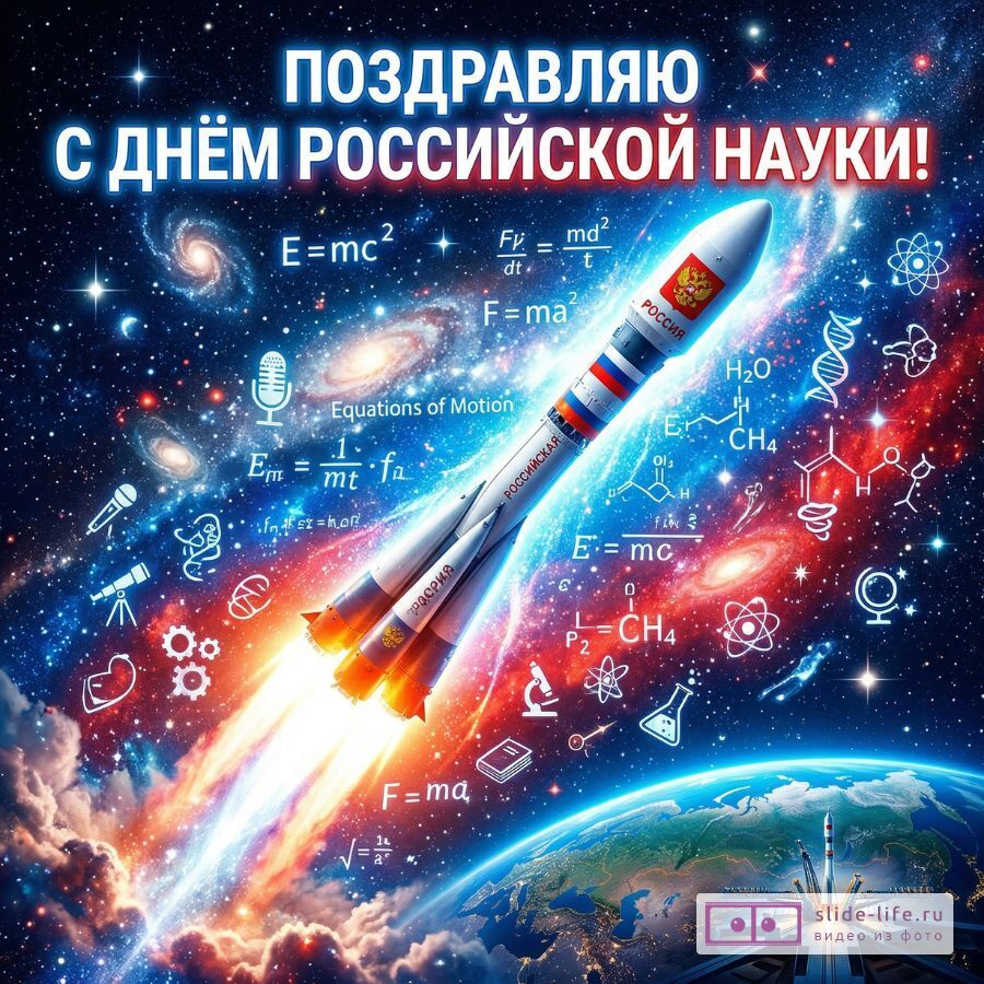 С Днём российской науки — красивая открытка с поздравлением