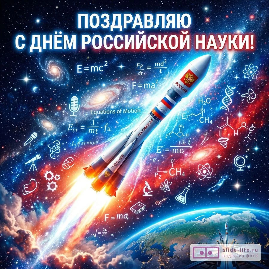 С Днём российской науки — красивая открытка с поздравлением