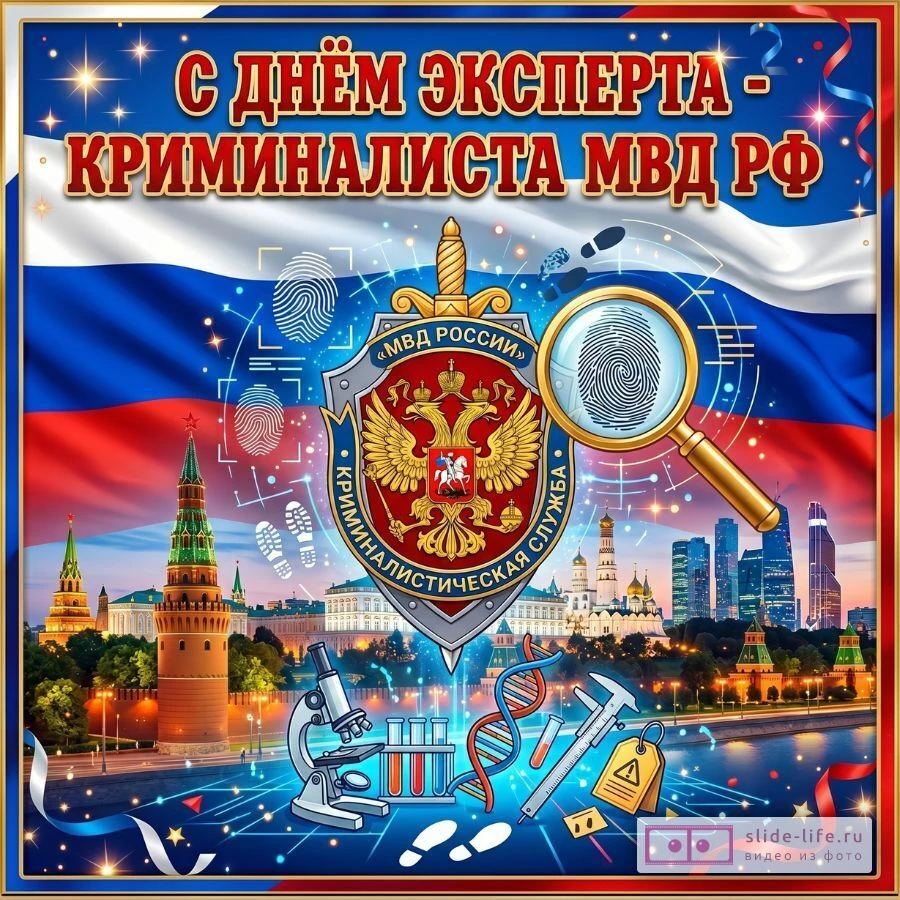 Открытка ко Дню криминалиста МВД России — скачать картинку с надписью