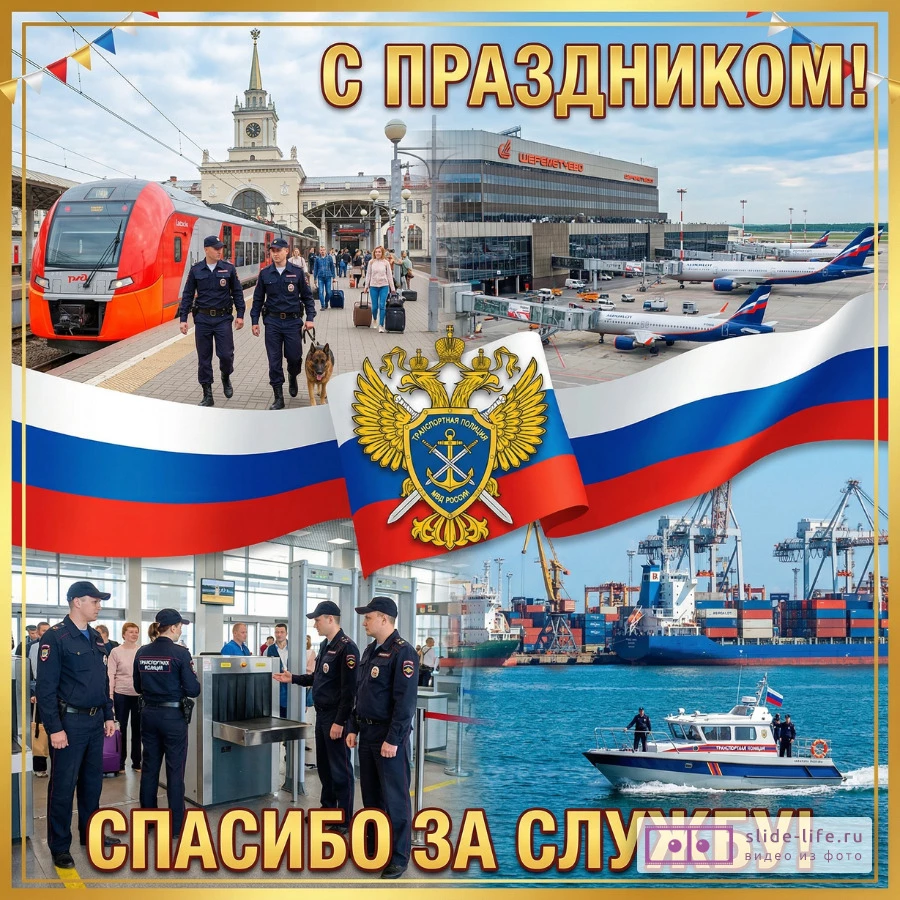 С Днём транспортной полиции РФ — яркая поздравительная открытка