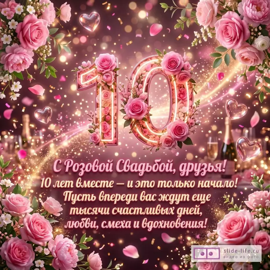 10 лет свадьбы — С Розовой Свадьбой, дорогие друзья! Трогательные слова поздравления и любви