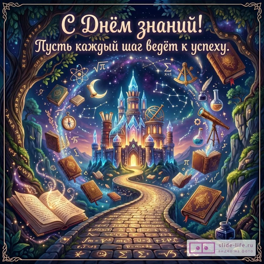 Поздравление с 1 сентября — открытка с Днём знаний с тёплыми словами