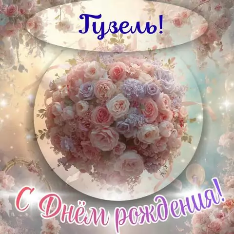 Гузель, с Днём рождения! Элегантная открытка