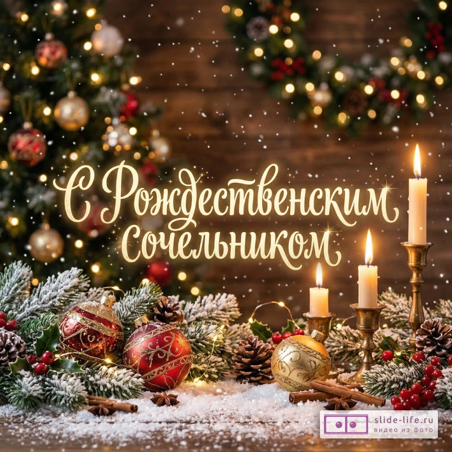 Открытка на рождественский сочельник