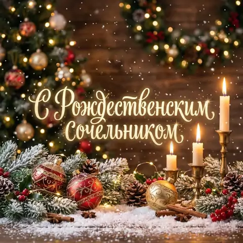 Открытка на рождественский сочельник