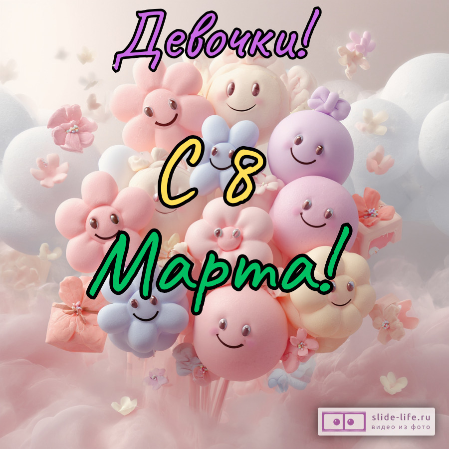 Открытка на 8 марта девочкам в школе