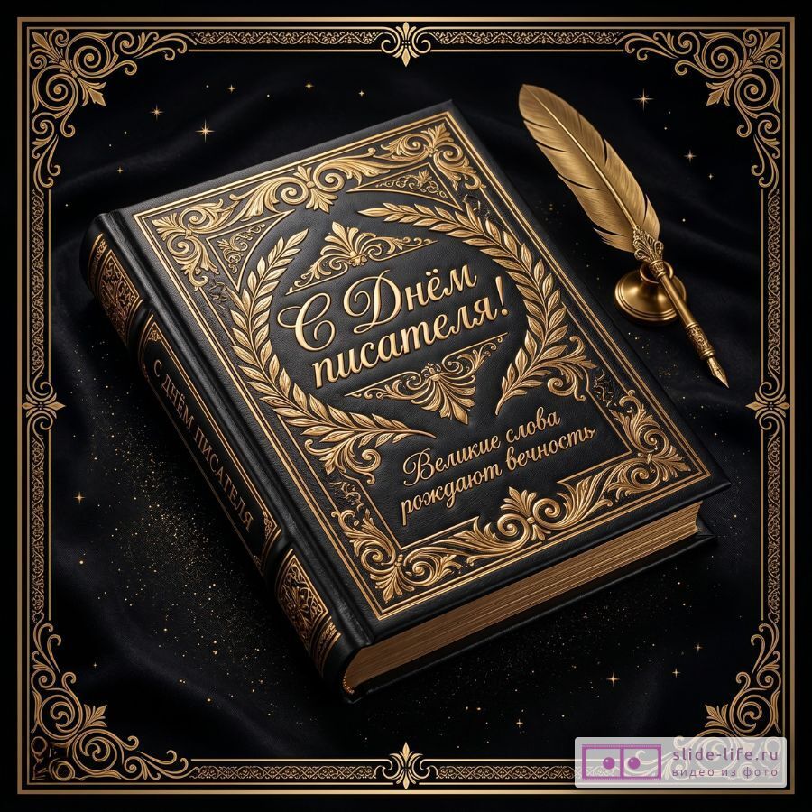 Картинка с Днём писателя — стильная открытка с поздравлением