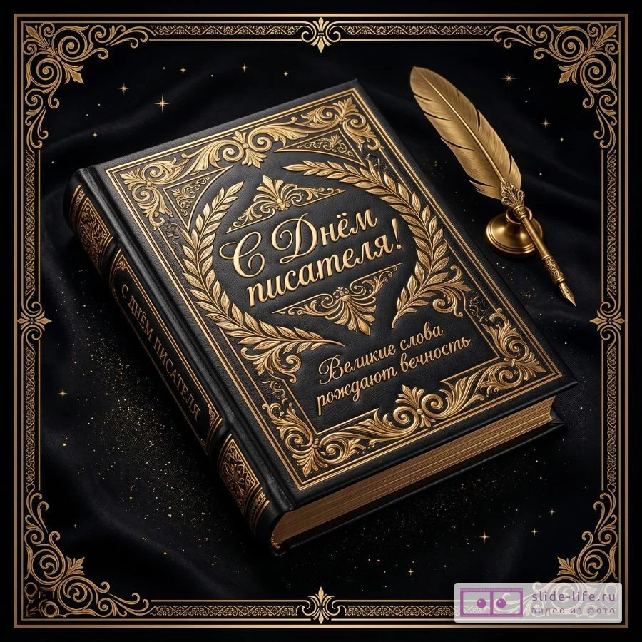 Картинка с Днём писателя — стильная открытка с поздравлением