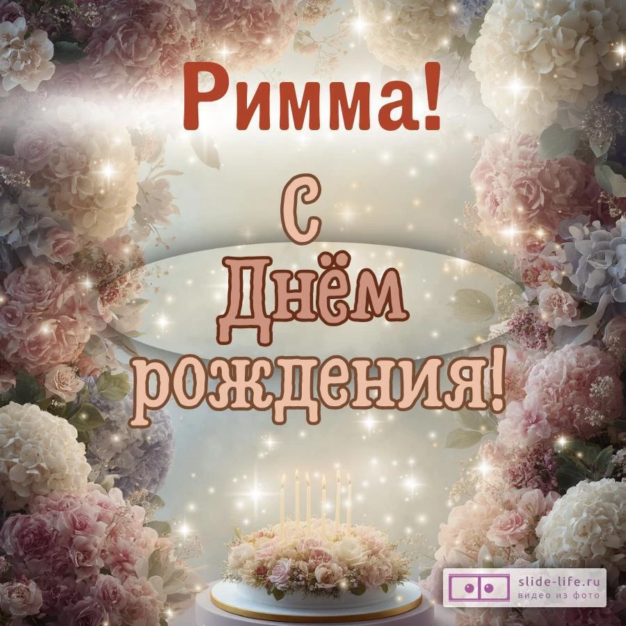 Римма, с Днём рождения! Красивая открытка