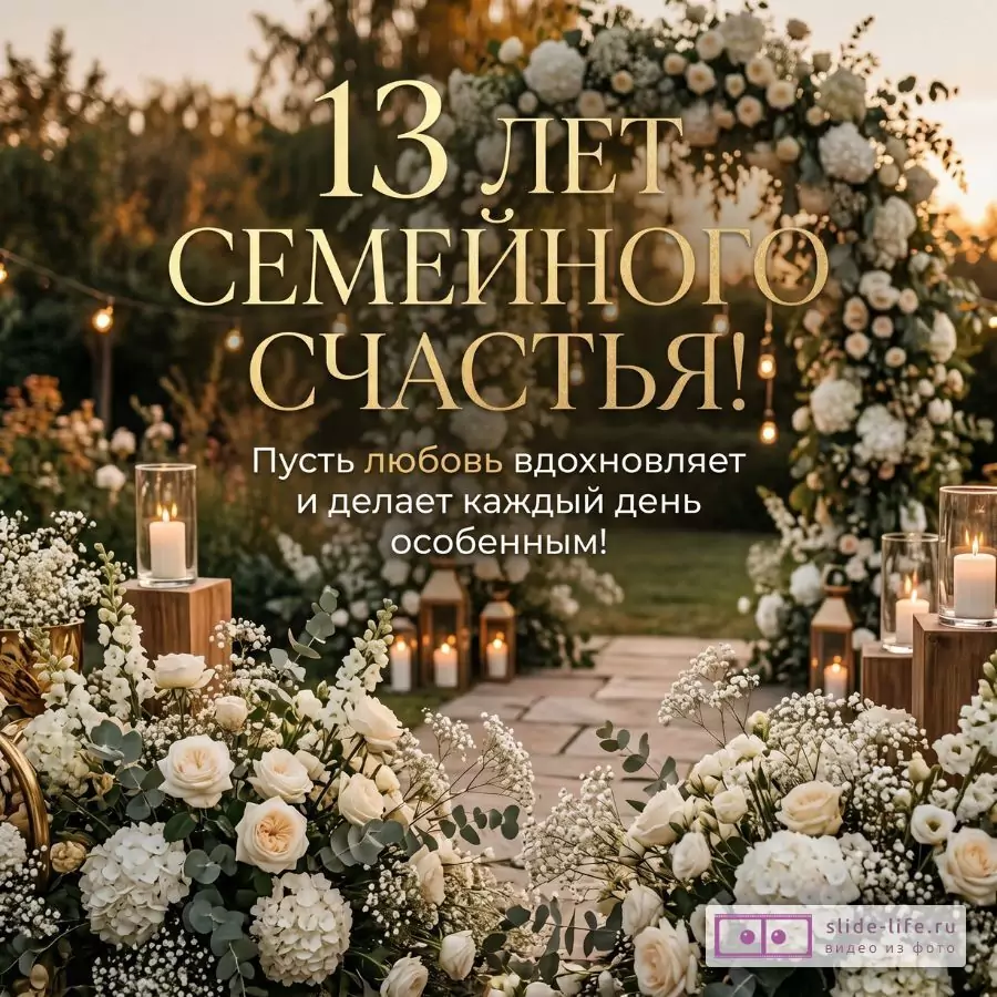 Красивая Открытка На Кружевную Свадьбу — С Годовщиной 13 Лет