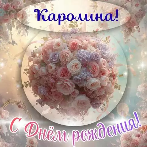 Каролина, с Днём рождения! Элегантная открытка