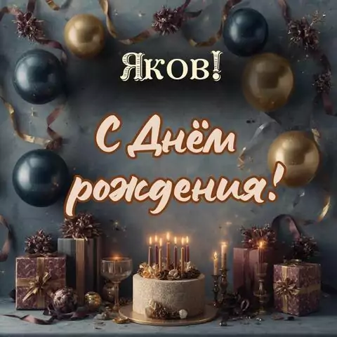 Яков, с Днём рождения! Красивая открытка