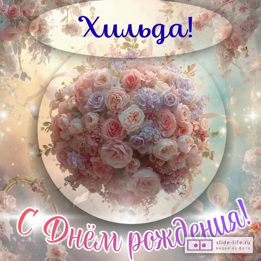 Хильда, с Днём рождения! Элегантная открытка