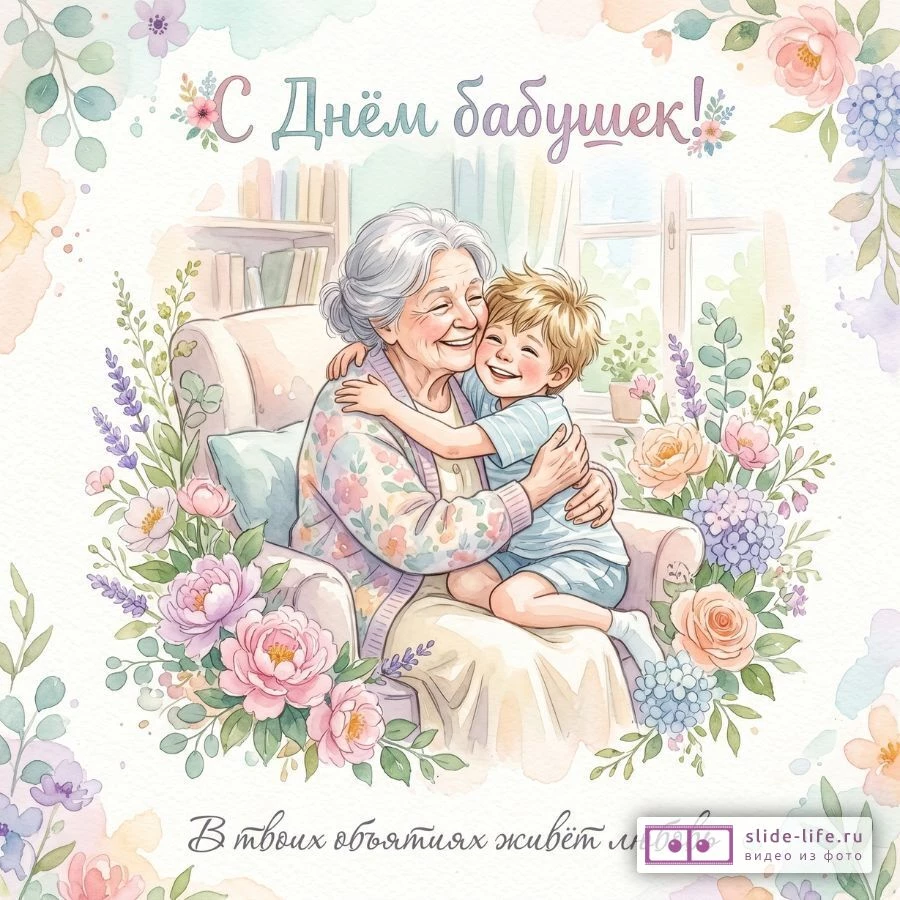 Красивая открытка с Днём бабушек