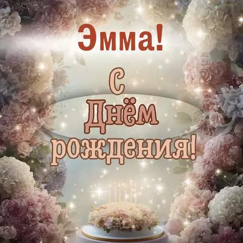 Эмма, с Днём рождения! Красивая открытка