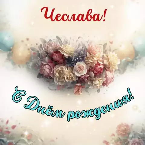 Чеслава, с Днём рождения! Стильная открытка